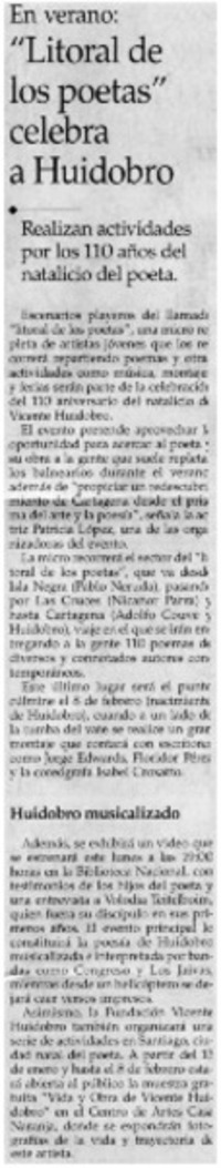 "Litoral de los poetas" celebra a Huidobro