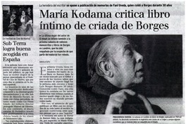 María Kodana critica libro íntimo de criada de Borges