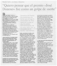"Quiero pensar que el Premio "José Donoso" fue como un golpe de suerte"