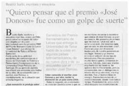 "Quiero pensar que el Premio "José Donoso" fue como un golpe de suerte"