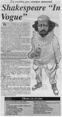 Un escritor de siempre inmortal Shakespeare "In Vogue".