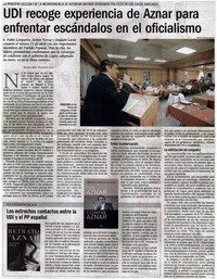 UDI recoge experiencia de Aznar para enfrentar escándalos en el oficialismo