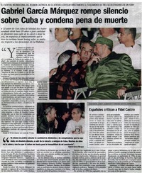 Gabriel García Márquez rompe silencio sobre Cuba y condena pena de muerte.