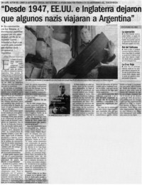 Desde 1947, EE.UU. e Inglaterra dejaron que algunos nazis viajaran a Argentina"