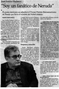 "Soy un fanático de Neruda"