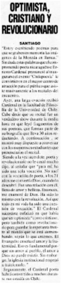 Optimista, Cristiano y revolucionario