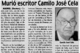 Murió escritor Camilo José Cela
