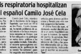 Por crisis respiratoria hospitalizan al Nobel español Camilo José Cela