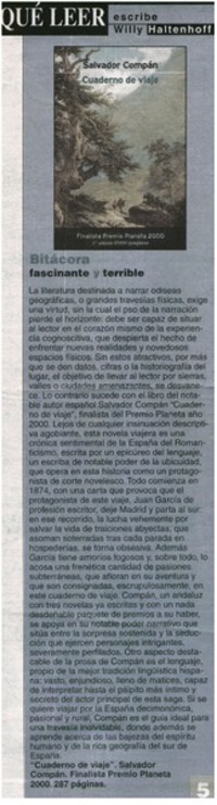 Bitácora fascinante y terrible