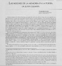 Las noches de la memoria en la poesía de Juan Gelman.