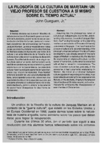 La Filosofía de la cultura de Maritain: un viejo profesor se cuestiona a sí mismo sobre el tiempo actual
