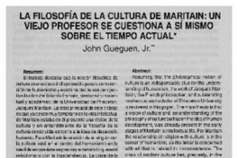 La Filosofía de la cultura de Maritain: un viejo profesor se cuestiona a sí mismo sobre el tiempo actual
