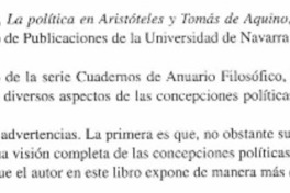La política en Aristóteles y Tomás de Aquino