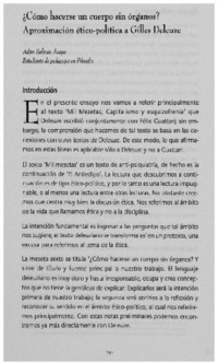 ¿Cómo hacerse un cuerpo sin órganos? aproximación ético-política a Gilles Deleuze