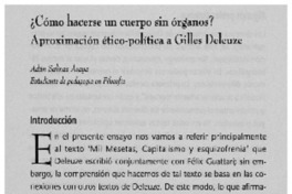 ¿Cómo hacerse un cuerpo sin órganos? aproximación ético-política a Gilles Deleuze