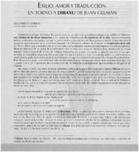 Exilió, amor y traducción. En torno a DIBAXU de Juan Gelman