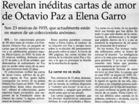 Revelan inéditas cartas de amor de Octavio Paz a Elena Garro.