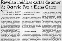 Revelan inéditas cartas de amor de Octavio Paz a Elena Garro.