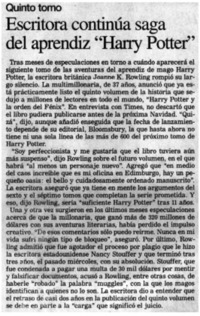 Escritora continúa saga del aprendiz "Harry Potter".
