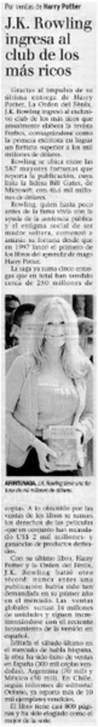 J. K. Rowling ingresa al club de los más ricos
