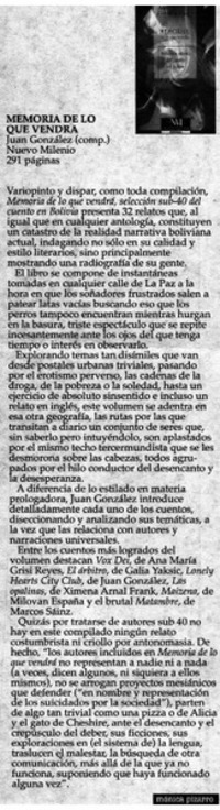 Memoria de lo que vendrá