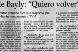 Sale Bayly: "Quiero volver".