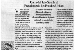 Carta del Jefe Seattle al Presidente de los Estados Unidos
