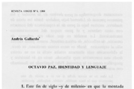 Octavio Paz, identidad y lenguaje