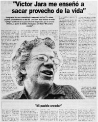 "Víctor Jara me enseño a sacar provecho de la vida"