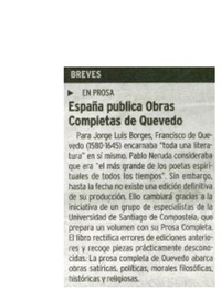 España publica Obras Completas de Quevedo.