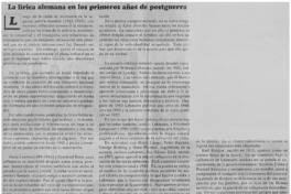 La lirica alemana en los primeros años de postguerra