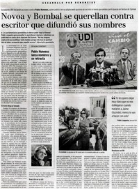 Novoa y Bombal se querellan contra escritor que difundió sus nombres.