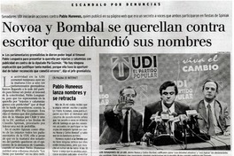 Novoa y Bombal se querellan contra escritor que difundió sus nombres.