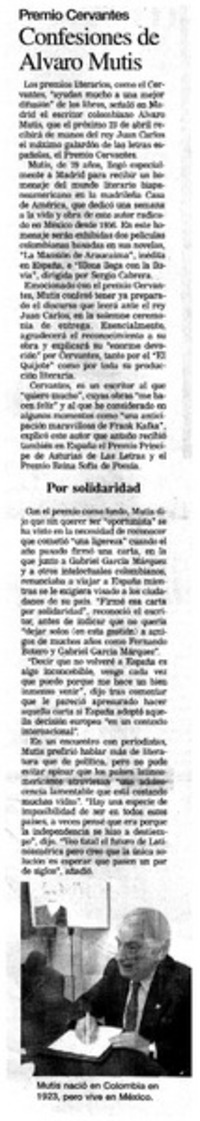 Confesiones de Alvaro Mutis.