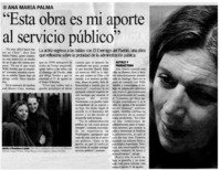 Ana María Palma "Esta obra es mi aporte al servicio público".