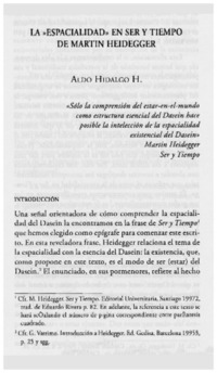 La "espacialidad" en Ser y tiempo de Martin Heidegger