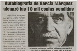Autobiografía de García Márquez alcanzó las 10 mil copias vendidas