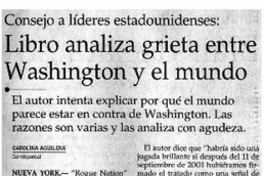 Libro analiza grieta entre Washinston y el mundo