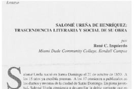 Salome Ureña de Henríquez, trascendencia literaria y social de su obra