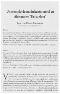 Un ejemplo de modulación moral en Aleixandre, "En la plaza"