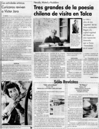 Neruda, Mistral y Huidobro, tres grandes de la poesía chilena de visita en Talca