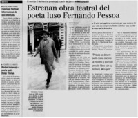 Estrenan obra teatral del poeta luso Fernando Pessoa