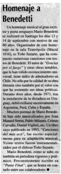 Homenaje a Benedetti.
