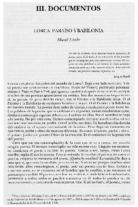 Lorca : Paraíso y Babilonia