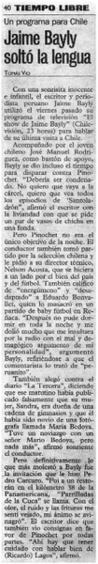 Jaime Bayly soltó la lengua