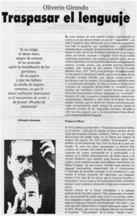 Oliverio Girondo, traspasar el lenguaje.