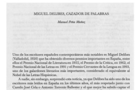 Miguel Delibes, cazador de palabras