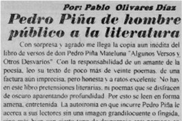 Pedro Piña de hombre público a la literatura