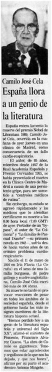 España llora a un genio de la literatura.