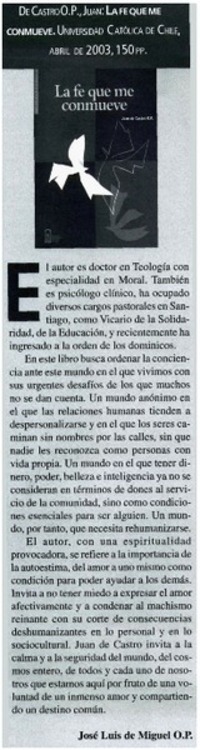La fe que me conmueve